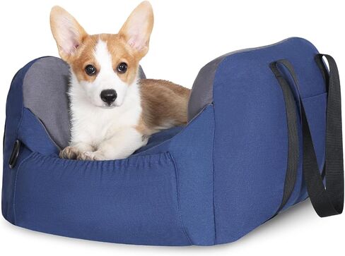 Cathpetic Dog Car Seat - Waterproof Dog Seat for Car, Lookout Dog Booster Seat with Storage Pockets, Safety Pet Leash and Cozy Cotton Fillers, Sturdy Small Dog Bed for Carrier UP to 25 Lbs in Kuwait