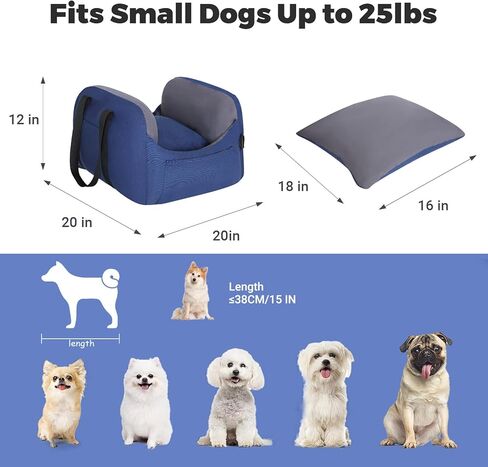 Cathpetic Dog Car Seat - Waterproof Dog Seat for Car, Lookout Dog Booster Seat with Storage Pockets, Safety Pet Leash and Cozy Cotton Fillers, Sturdy Small Dog Bed for Carrier UP to 25 Lbs in Kuwait