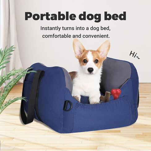 Cathpetic Dog Car Seat - Waterproof Dog Seat for Car, Lookout Dog Booster Seat with Storage Pockets, Safety Pet Leash and Cozy Cotton Fillers, Sturdy Small Dog Bed for Carrier UP to 25 Lbs in Kuwait