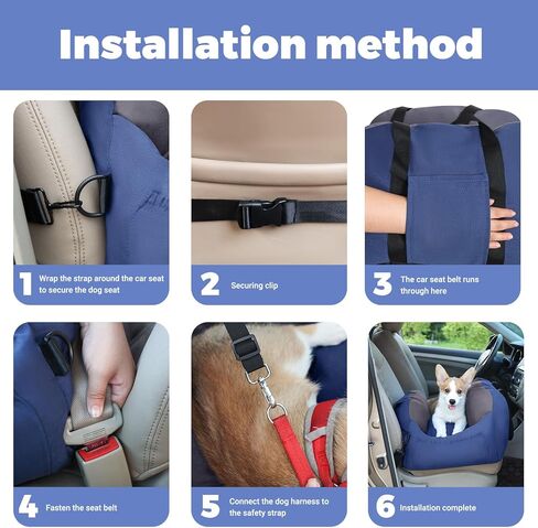 Cathpetic Dog Car Seat - Waterproof Dog Seat for Car, Lookout Dog Booster Seat with Storage Pockets, Safety Pet Leash and Cozy Cotton Fillers, Sturdy Small Dog Bed for Carrier UP to 25 Lbs in Kuwait