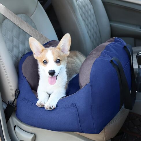 Cathpetic Dog Car Seat - Waterproof Dog Seat for Car, Lookout Dog Booster Seat with Storage Pockets, Safety Pet Leash and Cozy Cotton Fillers, Sturdy Small Dog Bed for Carrier UP to 25 Lbs in Kuwait