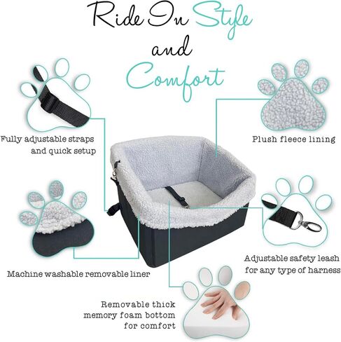 مقعد سيارة للكلاب الصغيرة والمتوسطة الحجم - مقعد معزز للكلاب باللون الوردي - سرير حامل للسفر للحيوانات الأليفة قابل للغسل والتعديل - يشتمل على حزام أمان للكلاب والجراء والحيوانات الأليفة يصل وزنها إلى 30 رطلاً in Kuwait