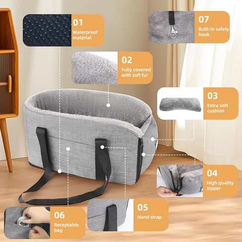 مقعد سيارة ناعم للكلاب الصغيرة حتى وزن 14 باوند، قابل للفصل والغسل بالكامل، مقعد سيارة محمول على ذراعي السيارة من دوفلايت in Kuwait