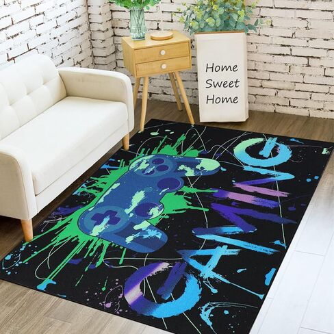Capslpad Gaming Rug 59"x79"Large Size Gamer Area Rug Non Slip Printed Controller Game Gamepad Carpet for Player Gamer Bedroom Living Room Playroom Kids Room Decor in Kuwait