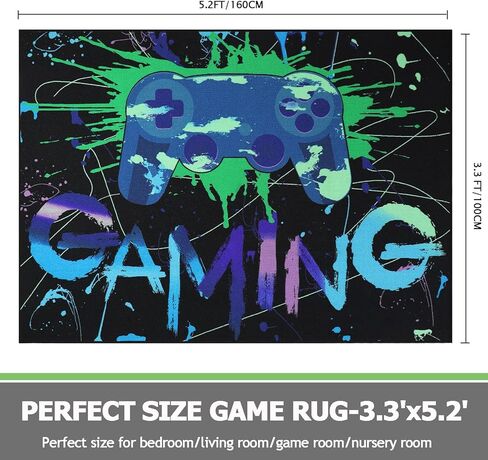 Capslpad Gaming Rug 59"x79"Large Size Gamer Area Rug Non Slip Printed Controller Game Gamepad Carpet for Player Gamer Bedroom Living Room Playroom Kids Room Decor in Kuwait
