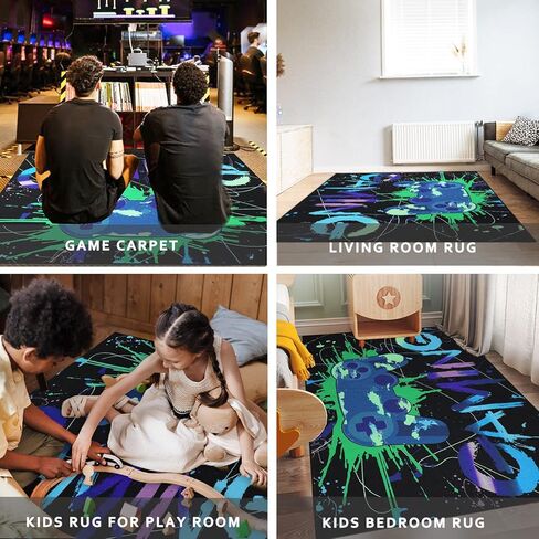 Capslpad Gaming Rug 59"x79"Large Size Gamer Area Rug Non Slip Printed Controller Game Gamepad Carpet for Player Gamer Bedroom Living Room Playroom Kids Room Decor in Kuwait
