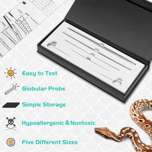 انتي ديوس مجموعة مجسات ثعبان، مجسات جنس الثعبان مع طرف دائري ومعدن لا يسبب الحساسية بشكل طبيعي، أداة مجسات جنس الثعبان تتيح لك معرفة ما إذا كان الثعبان ولد أو فتاة. in Kuwait