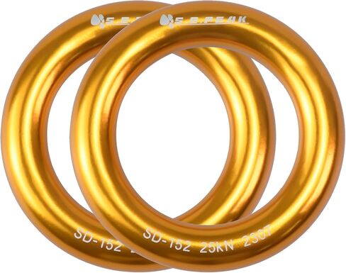 S.E.PEAK 25kN Aluminum Rappel Ring, Perfect Tension O-Ring, Connection Ring for Rock Climbing, Arborist, Hammock, Rescue, Slackline, Gold/Blue in Saudi Arabia