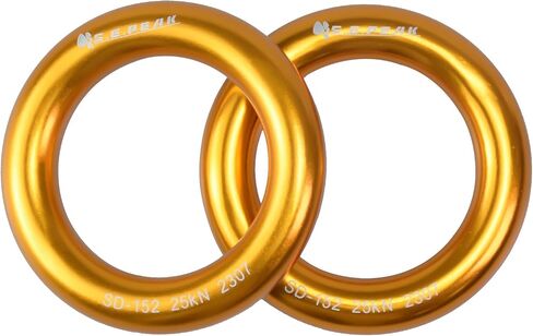 S.E.PEAK 25kN Aluminum Rappel Ring, Perfect Tension O-Ring, Connection Ring for Rock Climbing, Arborist, Hammock, Rescue, Slackline, Gold/Blue in Saudi Arabia