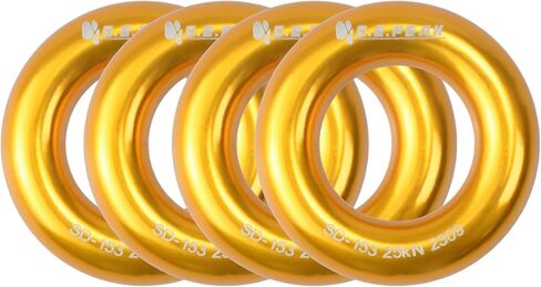 S.E.PEAK 25kN Aluminum Rappel Ring, Perfect Tension O-Ring, Connection Ring for Rock Climbing, Arborist, Hammock, Rescue, Slackline, Gold/Blue in Saudi Arabia