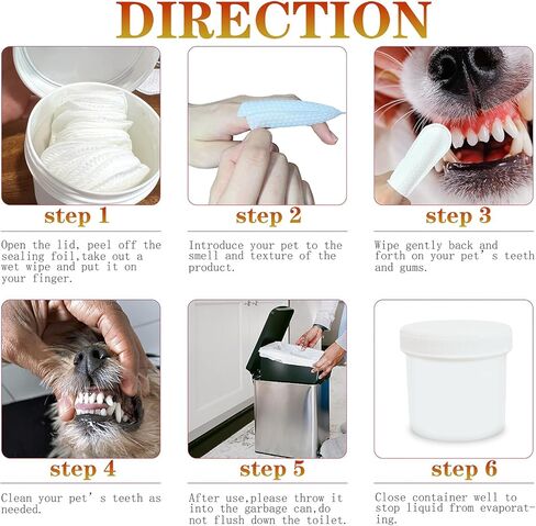 60 قطعة من مناديل تنظيف أسنان الحيوانات الأليفة من آي هوم سيت للكلاب والقطط، مناديل مبللة للتنظيف المعتدل والعناية باللثة للحيوانات الأليفة من أجل نفس منعش وتقليل البلاك والجير in Kuwait