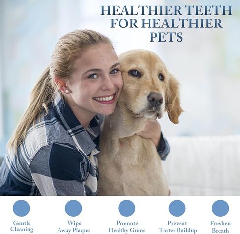60 قطعة من مناديل تنظيف أسنان الحيوانات الأليفة من آي هوم سيت للكلاب والقطط، مناديل مبللة للتنظيف المعتدل والعناية باللثة للحيوانات الأليفة من أجل نفس منعش وتقليل البلاك والجير in Kuwait