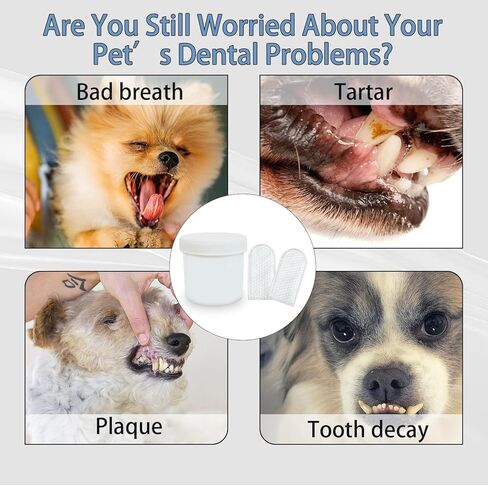 60 قطعة من مناديل تنظيف أسنان الحيوانات الأليفة من آي هوم سيت للكلاب والقطط، مناديل مبللة للتنظيف المعتدل والعناية باللثة للحيوانات الأليفة من أجل نفس منعش وتقليل البلاك والجير in Kuwait