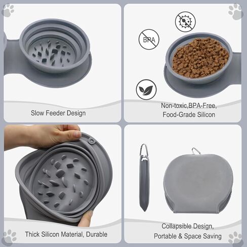 أوعية للكلاب قابلة للطي، وعاء ماء vocheer 2 في 1 محمول أثناء السفر لإطعام الحيوانات الأليفة للكلاب/القطط، مع عدم انسكاب، حصيرة سيليكون مضادة للانزلاق للسفر والمشي لمسافات طويلة والتخييم باللون الأزرق الداكن in Kuwait