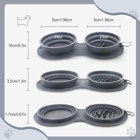 أوعية للكلاب قابلة للطي، وعاء ماء vocheer 2 في 1 محمول أثناء السفر لإطعام الحيوانات الأليفة للكلاب/القطط، مع عدم انسكاب، حصيرة سيليكون مضادة للانزلاق للسفر والمشي لمسافات طويلة والتخييم باللون الأزرق الداكن in Kuwait