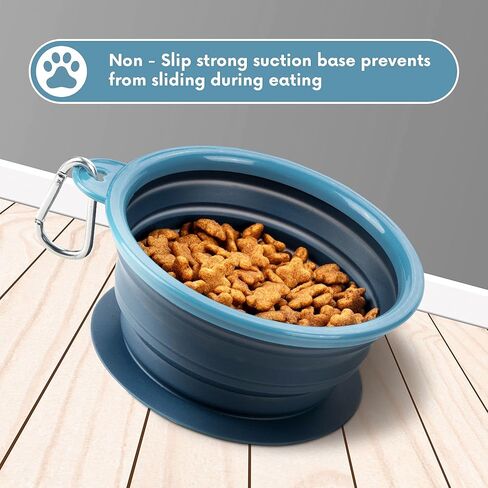 Collapsible Dog Bowl with Non Skid Suction Base -100% Pure Silicone Foldable Water Bowl, Portable Dog Bowl for Travel, Hiking & Camping 350mL 1 Piece in Kuwait