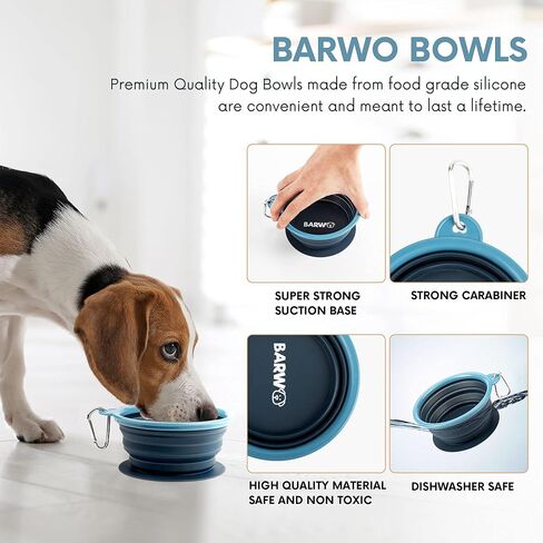 Collapsible Dog Bowl with Non Skid Suction Base -100% Pure Silicone Foldable Water Bowl, Portable Dog Bowl for Travel, Hiking & Camping 350mL 1 Piece in Kuwait