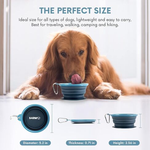 Collapsible Dog Bowl with Non Skid Suction Base -100% Pure Silicone Foldable Water Bowl, Portable Dog Bowl for Travel, Hiking & Camping 350mL 1 Piece in Kuwait