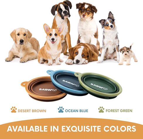 Collapsible Dog Bowl with Non Skid Suction Base -100% Pure Silicone Foldable Water Bowl, Portable Dog Bowl for Travel, Hiking & Camping 350mL 1 Piece in Kuwait