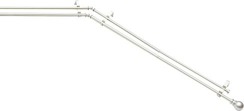 Kenney KN80720 Bryce Ball End ديكور نافذة الخليج قضيب ستارة مزدوج، 78-144 بوصة طول قابل للتعديل (22-37 بوصة جوانب قابلة للتعديل، 28-72 بوصة وسط قابل للتعديل) لمسة نهائية من النيكل المصقول، أنبوب فولاذي بقطر 3/4 بوصة in Saudi Arabia