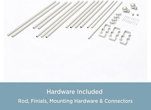 Kenney KN80720 Bryce Ball End ديكور نافذة الخليج قضيب ستارة مزدوج، 78-144 بوصة طول قابل للتعديل (22-37 بوصة جوانب قابلة للتعديل، 28-72 بوصة وسط قابل للتعديل) لمسة نهائية من النيكل المصقول، أنبوب فولاذي بقطر 3/4 بوصة in Saudi Arabia