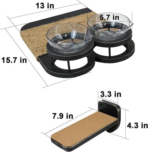 Cat Hammock Cat Wall Shelves with 3 Steps, Cat Shelves and Perches with 2 Cat Food Shelf, Cat Climbing Shelf Cat Scratching Post Cat Wall Shelf for Indoor, Cat Steps with Plush Covered, Gift for Cat in Kuwait