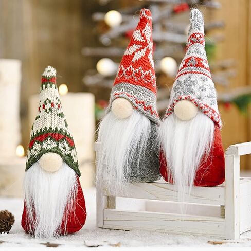 yudansi عيد الميلاد التماثيل القطيفة الزينة 2 حزمة، اليدوية الاسكندنافية tomte ديكور عيد الميلاد، x'mas سانتا التماثيل الجرف ديكور صينية، عطلة الشتاء الشمال نمط الزينة محشوة أفخم الحلي in Kuwait