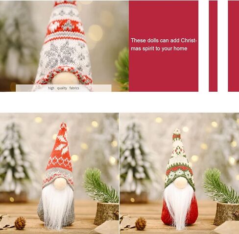 yudansi عيد الميلاد التماثيل القطيفة الزينة 2 حزمة، اليدوية الاسكندنافية tomte ديكور عيد الميلاد، x'mas سانتا التماثيل الجرف ديكور صينية، عطلة الشتاء الشمال نمط الزينة محشوة أفخم الحلي in Kuwait