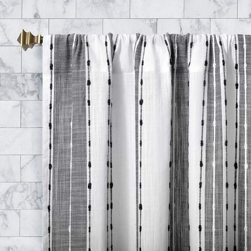 ستارة مقهى من القطن المقلم من Archaeo Slub، مقاس 52 بوصة × 14 بوصة، أسود/أبيض in Kuwait
