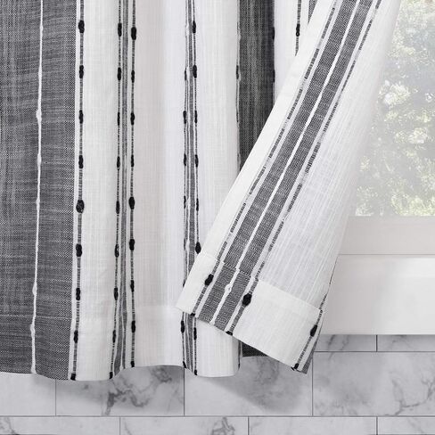ستارة مقهى من القطن المقلم من Archaeo Slub، مقاس 52 بوصة × 14 بوصة، أسود/أبيض in Kuwait