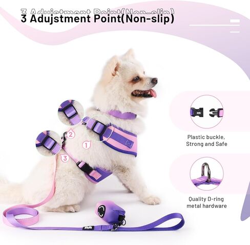 Dog Harness Collar Leash Combo,No Pull Adjustable Vest Cute for Small Puppy Medium Girl/Boy Pets with Poop Bag Holder(Small,Black) in Kuwait