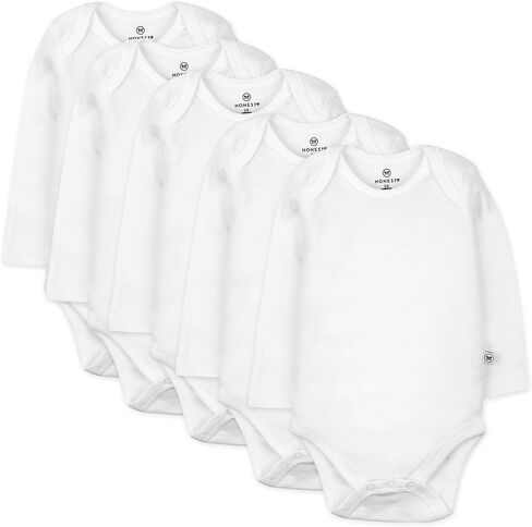HonestBaby baby-boys 5-pack Long Sleeve Bodysuits One-piece 100% Organic Cotton for Infant Baby Boys, Unisex in Saudi Arabia