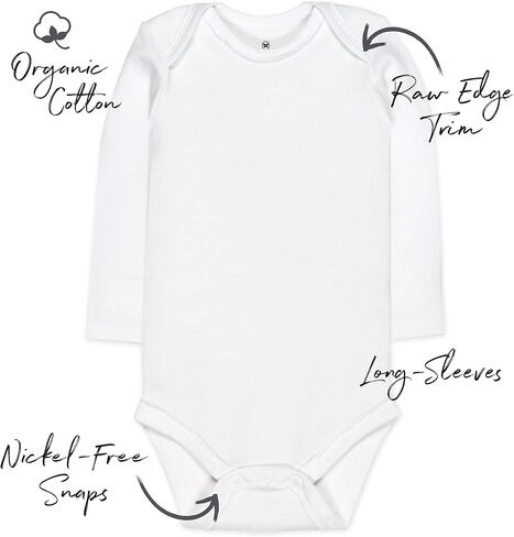 HonestBaby baby-boys 5-pack Long Sleeve Bodysuits One-piece 100% Organic Cotton for Infant Baby Boys, Unisex in Saudi Arabia