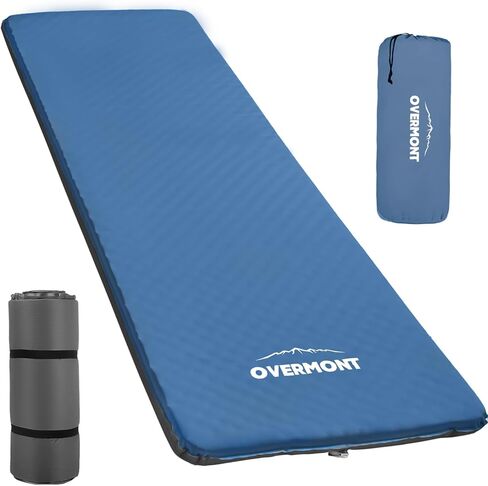 Overmont 3"Thick Self-Inflating Sleeping Pad - Wide Foam Camping Mattress Portable Roll Up Outdoor Mat for Tent Car Truck Van Rooftop - 4 Season in Kuwait