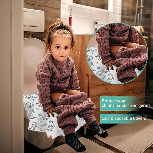 110 قطعة من أغطية مقاعد المراحيض للاستعمال مرة واحدة، كبيرة جدًا وملفوفة بشكل فردي، أغطية مراحيض محمولة مقاومة للماء للأطفال الصغار والكبار، المراحيض العامة للأطفال، أساسيات التدريب على السفر in Kuwait