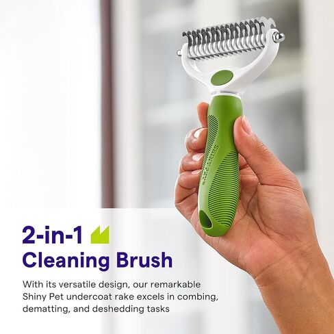 Undercoat Rake for Dogs & Cats - Double Sided Comb for Detangling and Removing Knots - 2 Sided Dematting Tool - Deshedding Brush for Grooming Pets with Long Hair Prone to Matting - Ebook Guide in Kuwait