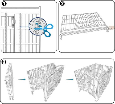 Confote 37 "الثقيلة الفولاذ المقاوم للصدأ قفص بيت الكلب قفص وروضة لتدريب الكلاب الصغيرة في الأماكن المغلقة في الهواء الطلق مع أبواب مزدوجة وأقفال التصميم وشملت عجلات قابلة للقفل صينية قابلة للإزالة لا المسمار in Kuwait
