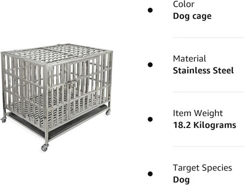 Confote 37 "الثقيلة الفولاذ المقاوم للصدأ قفص بيت الكلب قفص وروضة لتدريب الكلاب الصغيرة في الأماكن المغلقة في الهواء الطلق مع أبواب مزدوجة وأقفال التصميم وشملت عجلات قابلة للقفل صينية قابلة للإزالة لا المسمار in Kuwait