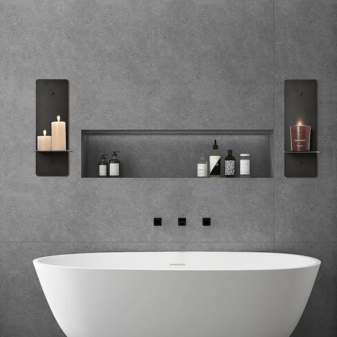 MARKVILLE Black Wall Candle Holders Decorative Set of 2, Modern Wall Sconce Candle Holder Farmhouse Wall Decor for Living Room, Black Metal Wall Decor Bedroom Dining Room Wall Art Decorations for Home in Kuwait