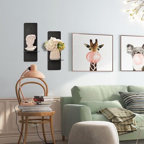 MARKVILLE Black Wall Candle Holders Decorative Set of 2, Modern Wall Sconce Candle Holder Farmhouse Wall Decor for Living Room, Black Metal Wall Decor Bedroom Dining Room Wall Art Decorations for Home in Kuwait