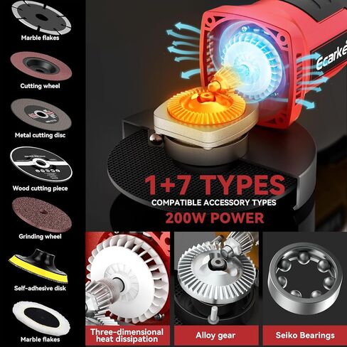 طاحونة زاوية طاقة لاسلكية لبطارية ميلووكي 18 فولت، مطحنة كهربائية بدون فرش مقاس 4-1/2 بوصة من Ecarke 8500 دورة في الدقيقة مع مقبض قابل للتعديل، أداة قطع لعجلات الطحن والقطع والصناعية والطحن in Kuwait