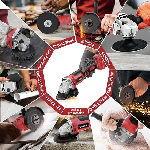 طاحونة زاوية طاقة لاسلكية لبطارية ميلووكي 18 فولت، مطحنة كهربائية بدون فرش مقاس 4-1/2 بوصة من Ecarke 8500 دورة في الدقيقة مع مقبض قابل للتعديل، أداة قطع لعجلات الطحن والقطع والصناعية والطحن in Kuwait