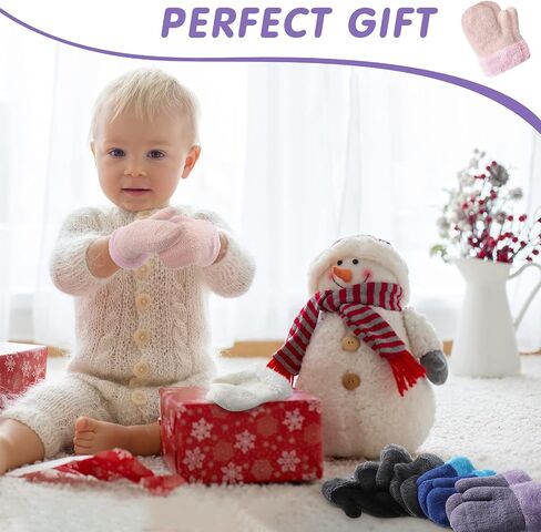 6 Pairs Toddler Mittens Fleece Lined Baby Winter Mittens Knitted Toddler Girls Mittens Warm Stretch Kids Winter Fleece Gloves for Boys Girls 0-4 Years Old in Saudi Arabia