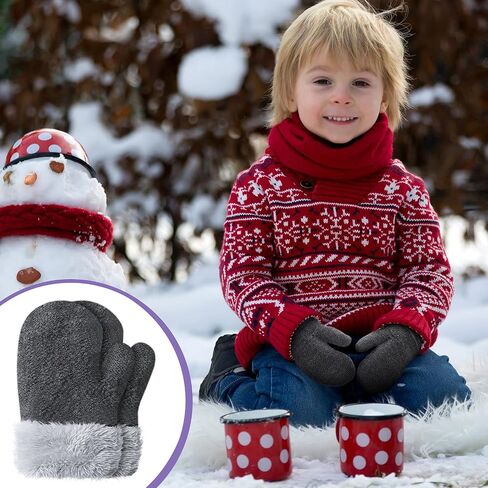 6 Pairs Toddler Mittens Fleece Lined Baby Winter Mittens Knitted Toddler Girls Mittens Warm Stretch Kids Winter Fleece Gloves for Boys Girls 0-4 Years Old in Saudi Arabia