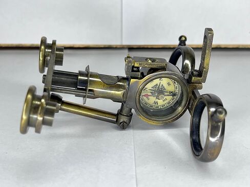 منظار بحري بتصميم عتيق من وورلد كينج مارت بتصميم عتيق على شكل سفن جيب احادي العدسة من النحاس مع صندوق جلدي، هدايا ديكور للمنزل in Kuwait