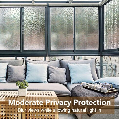 Privacy Window Films, Transparent Glass Tint Static Cling Treatment Reflects Rainbow Effect with Sunlight - Home Protection and Decorative, Heat Control, UV Prevention (11.81*78.7inch, Black Crystal) in Saudi Arabia