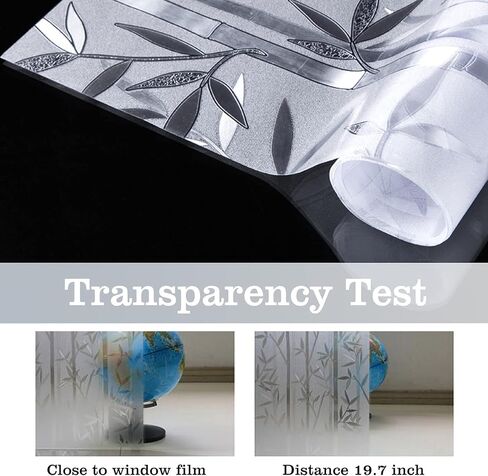 نافذة فيلم الخصوصية الخيزران باتن أفلام الزجاج المصنفر، ملصقات نافذة التشبث ثابتة ذاتية اللصق، المضادة للأشعة فوق البنفسجية، العزل الحراري لأبواب فناء المطبخ غرفة المعيشة (17.5 × 78.7 بوصة) in Kuwait