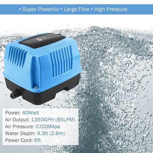 مضخة هواء خطية AquaMiracle AP-40/AP-60/AP-80/AP-160 لتهوية البركة، مضخة هواء للصرف الصحي، مضخة هواء مائية، 635/950/1350/2550GPH، للبركة، ومعالجة النفايات، وحوض السمك، ومزرعة الأسماك، مطعم للمأكولات البحرية in Kuwait