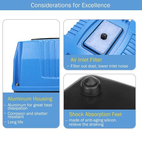مضخة هواء خطية AquaMiracle AP-40/AP-60/AP-80/AP-160 لتهوية البركة، مضخة هواء للصرف الصحي، مضخة هواء مائية، 635/950/1350/2550GPH، للبركة، ومعالجة النفايات، وحوض السمك، ومزرعة الأسماك، مطعم للمأكولات البحرية in Kuwait