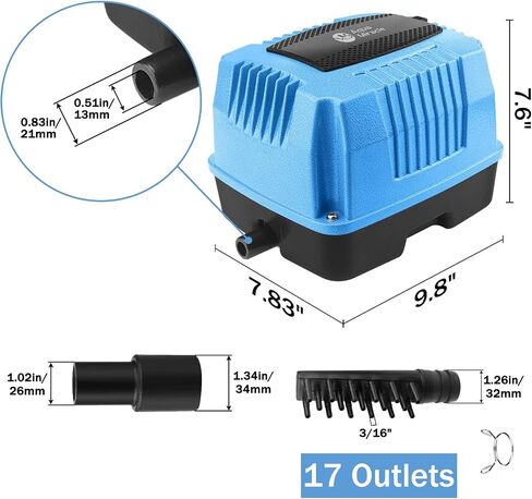 مضخة هواء خطية AquaMiracle AP-40/AP-60/AP-80/AP-160 لتهوية البركة، مضخة هواء للصرف الصحي، مضخة هواء مائية، 635/950/1350/2550GPH، للبركة، ومعالجة النفايات، وحوض السمك، ومزرعة الأسماك، مطعم للمأكولات البحرية in Kuwait